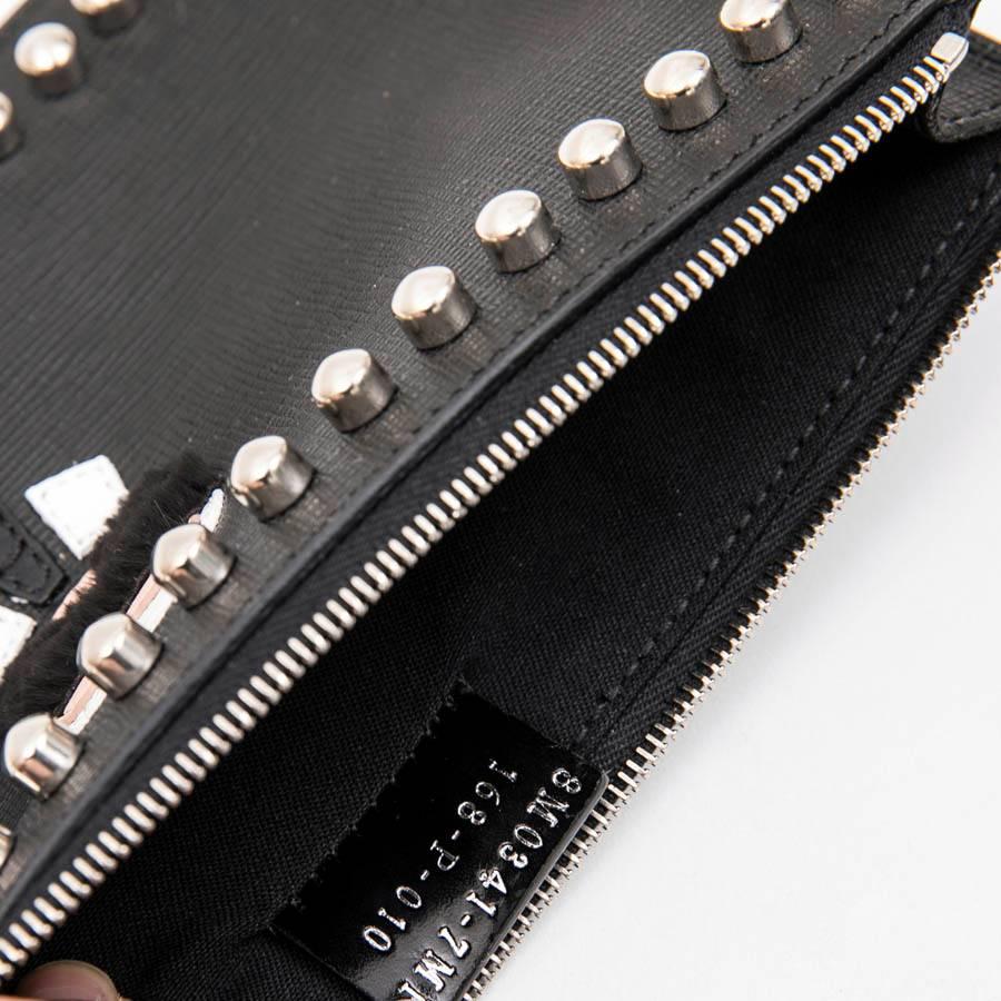 Women's FENDI 'Karlito' by Karl Lagerfeld Clutch in Black Studded Leather