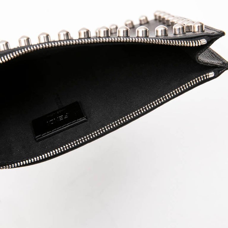 FENDI 8M0370 Karl Lagerfeld Karito Clutch bag Leather Black/SilverHardware
