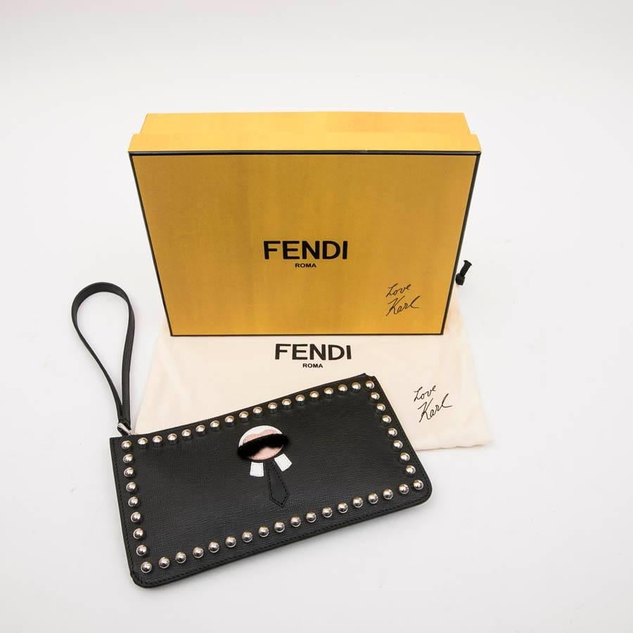 FENDI 'Karlito' by Karl Lagerfeld Clutch in Black Studded Leather 2