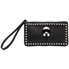 FENDI 'Karlito' by Karl Lagerfeld Clutch in Black Studded Leather