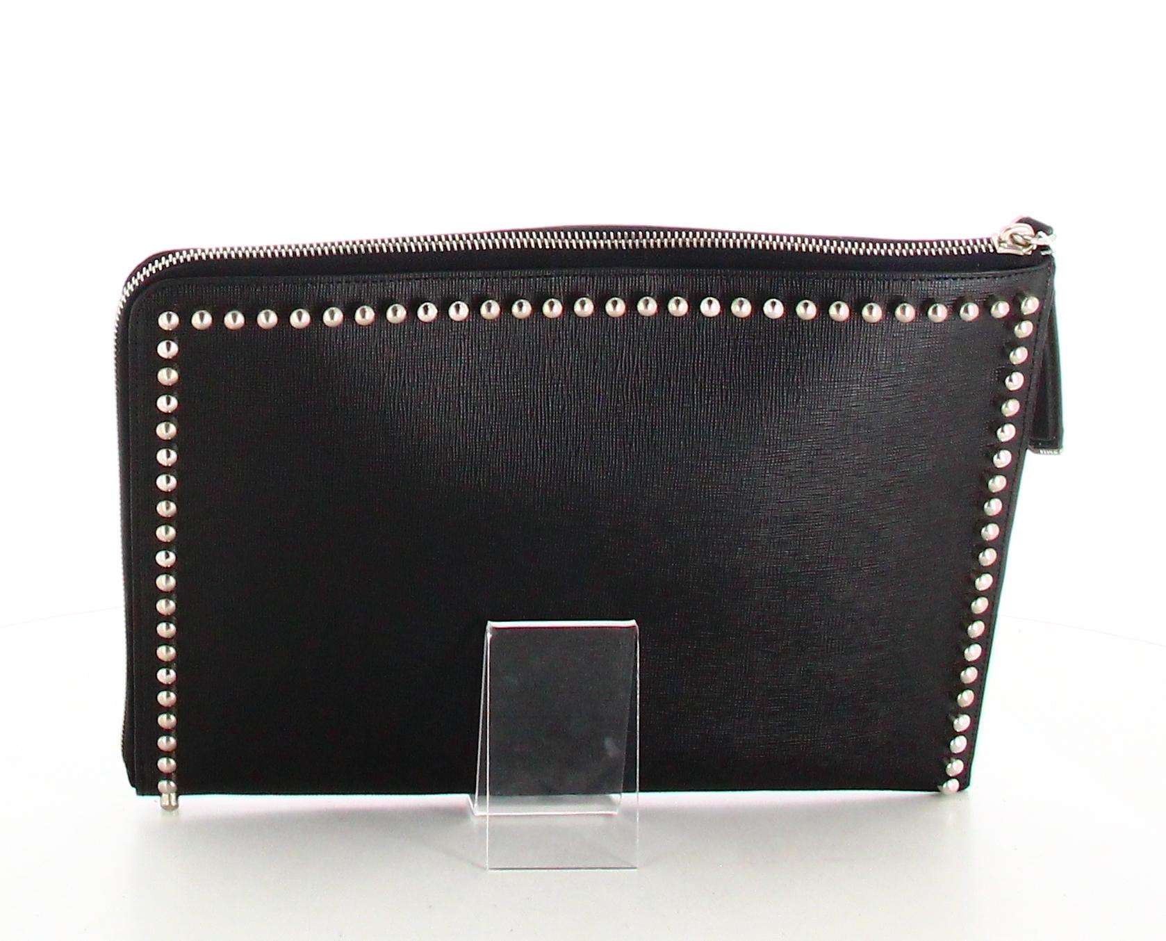 Fendi Karlito Clutch Bag Black Leather  For Sale 1