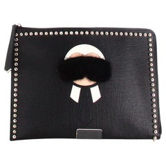 Fendi Karlito Clutch Bag Black Leather 