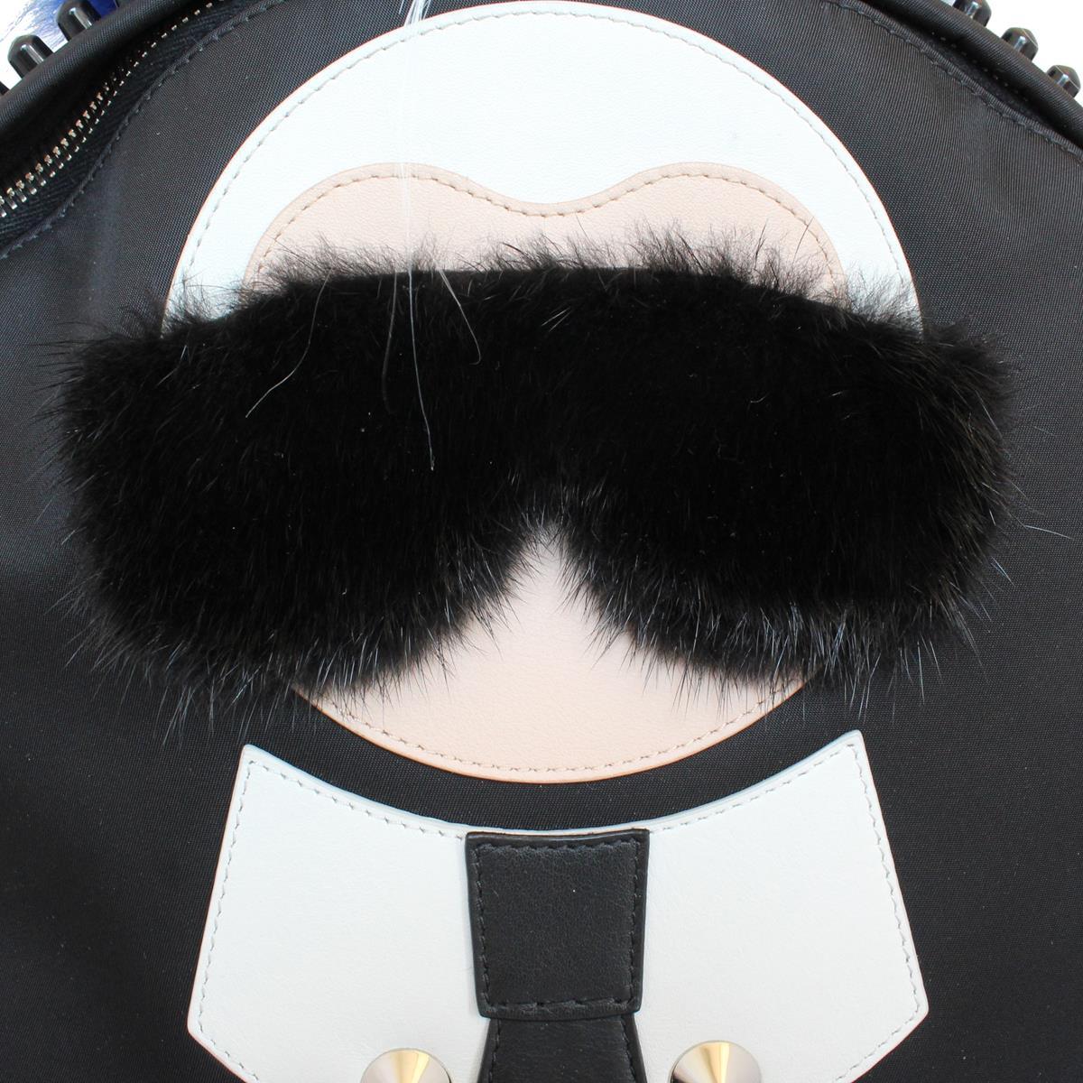 Black Fendi Karlito Fur Backpack For Sale