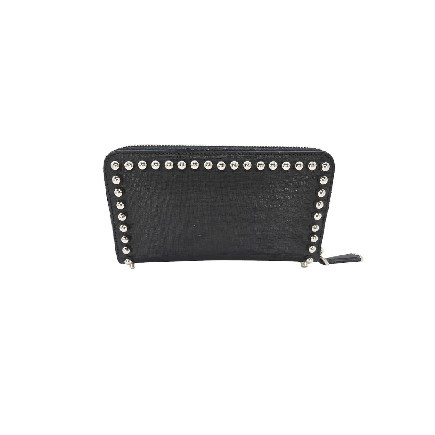 Fendi Karlito Karl Lagerfeld Leather Studded Continental Wallet In Good Condition For Sale In Scottsdale, AZ