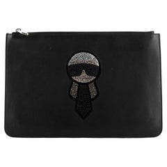 Fendi Karlito Pouch Crystal Embellished Leather Medium
