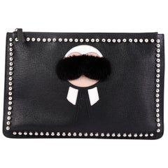 Fendi Karlito Pouch Studded Saffiano Leather Medium