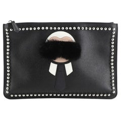 Fendi Karlito Pouch Studded Saffiano Leather Medium