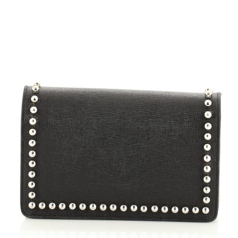 Black Fendi Karlito Wallet on Chain Studded Saffiano Leather