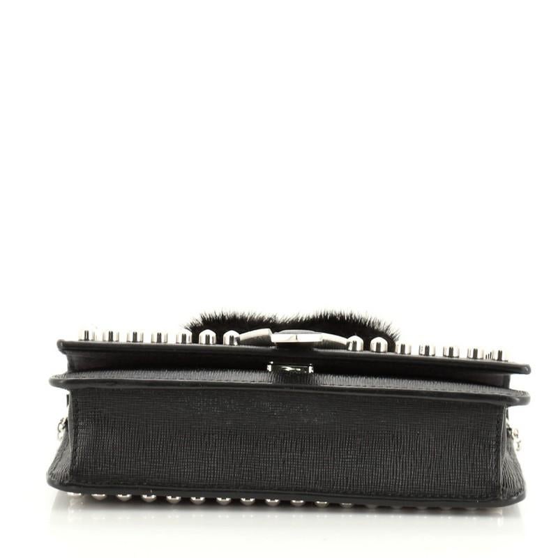 Fendi Karlito Wallet on Chain Studded Saffiano Leather In Fair Condition In NY, NY