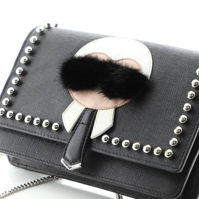 Fendi Karlito Wallet On Chain Studded Saffiano Leather at 1stDibs