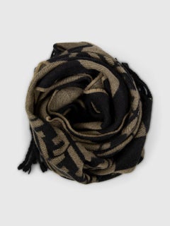 Fendi Khaki & Black Zucca Striped Wool Scarf