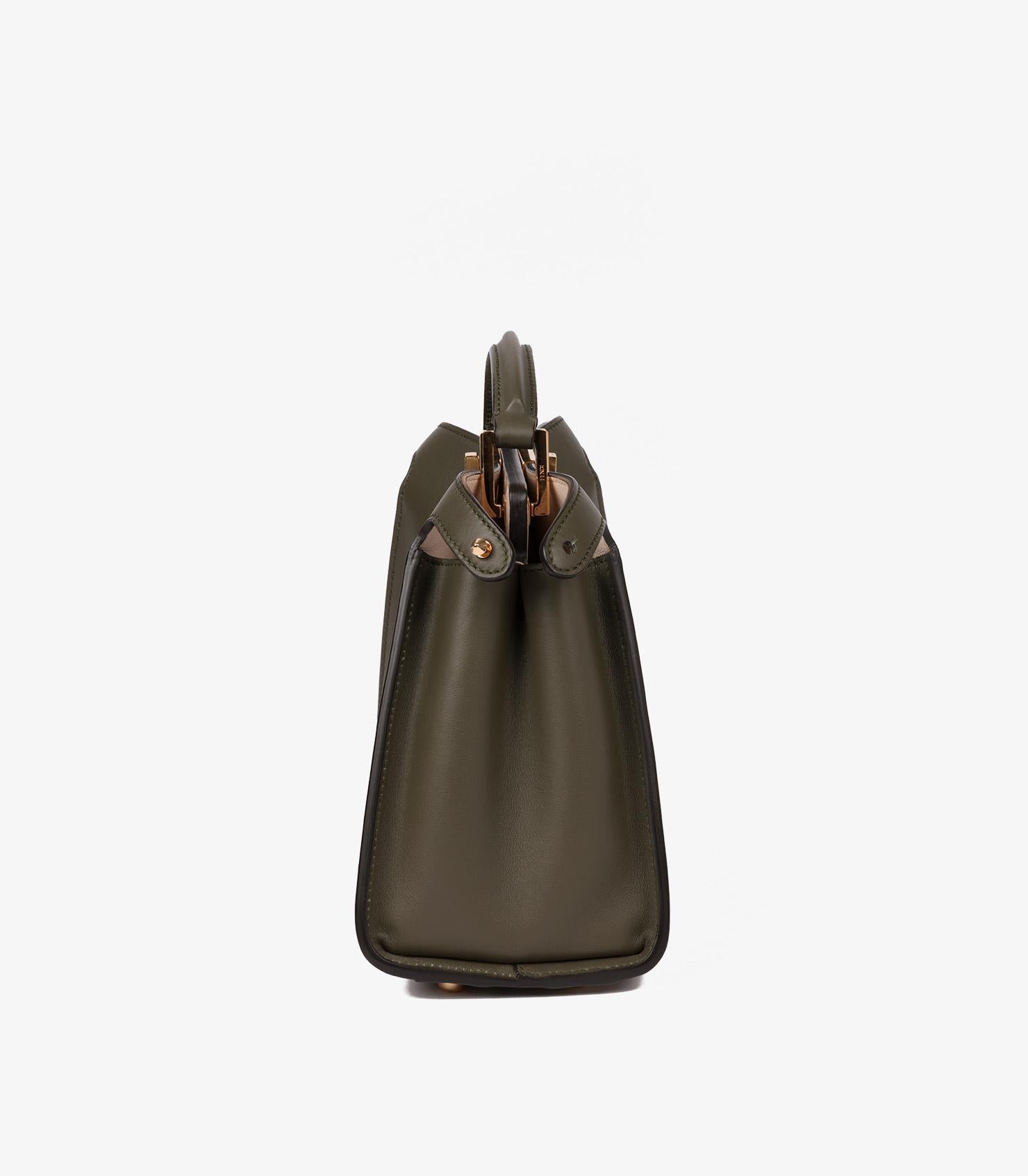 Black Fendi Khaki Calfskin Leather Small ISeeU Peekaboo