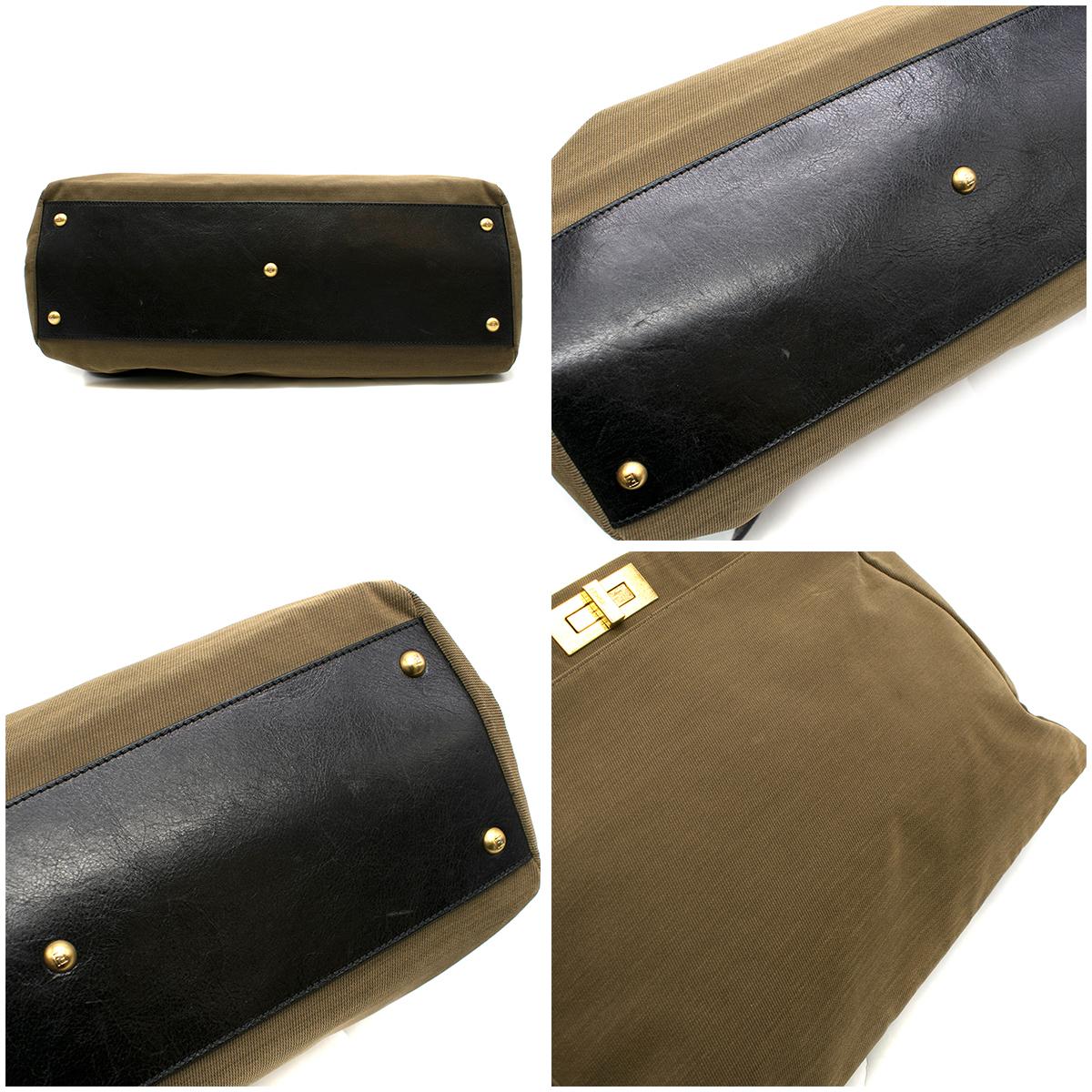 Brown Fendi Khaki Canvas & Leather Peekaboo Bag