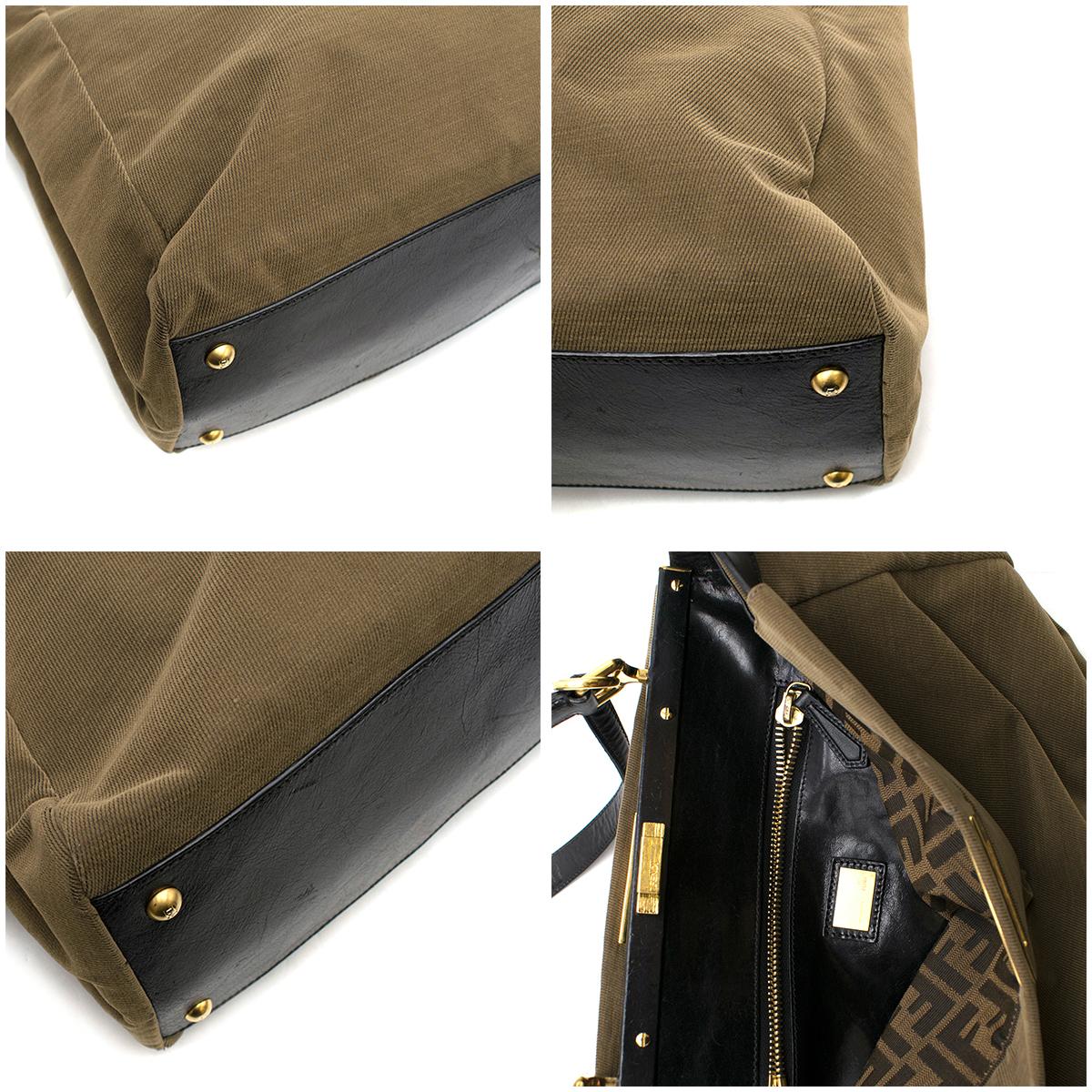 Fendi Khaki Canvas & Leather Peekaboo Bag 1