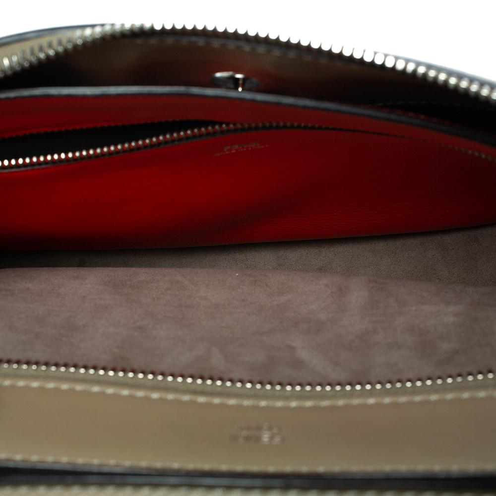 Fendi Khaki Green Leather Dotcom Top Handle Bag In Good Condition In Dubai, Al Qouz 2