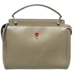 Fendi Khaki Green Leather Dotcom Top Handle Bag