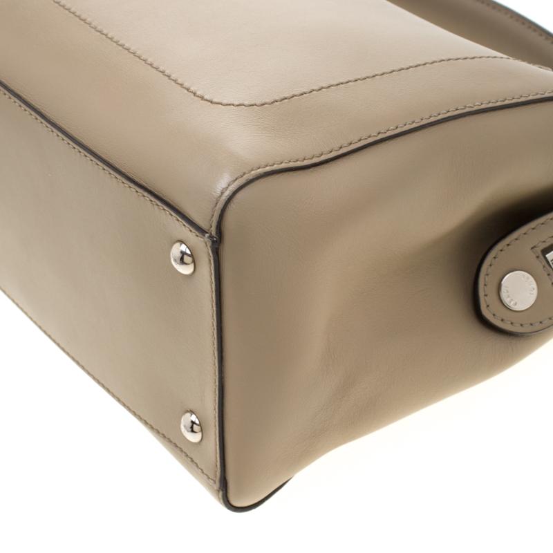 Fendi Khaki Leather Dotcom Top Handle Bag 4
