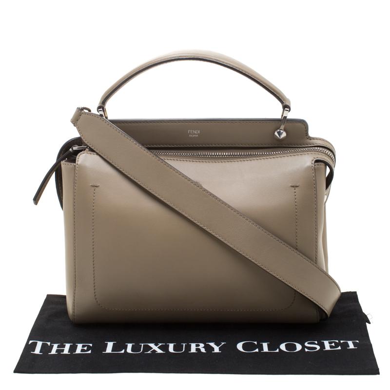Fendi Khaki Leather Dotcom Top Handle Bag 6
