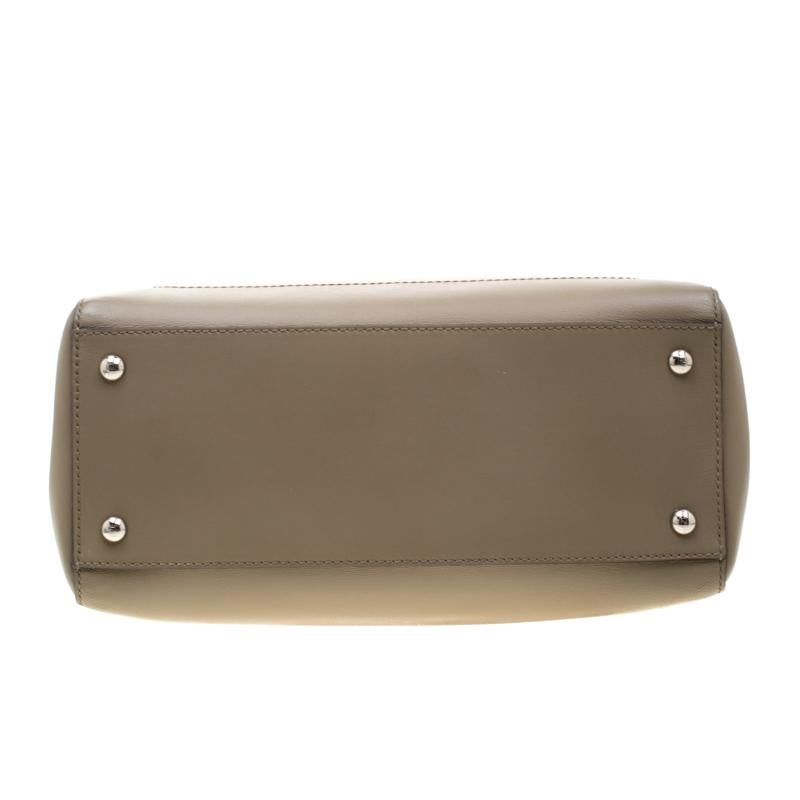 Fendi Khaki Leather Dotcom Top Handle Bag In Excellent Condition In Dubai, Al Qouz 2
