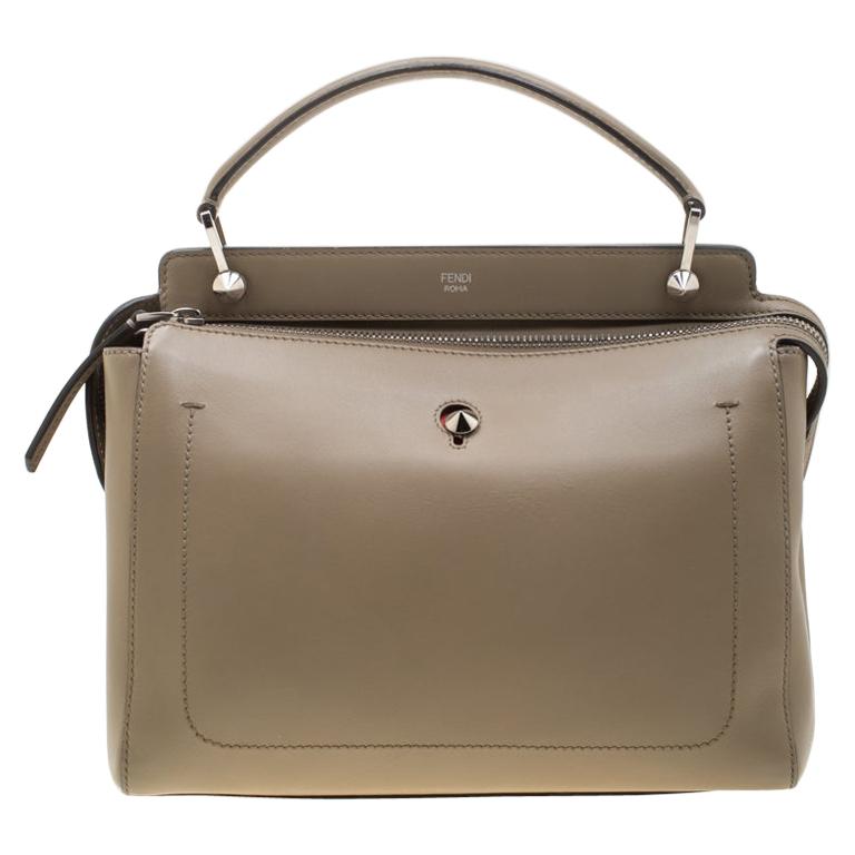 Fendi Khaki Leather Dotcom Top Handle Bag