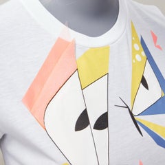 FENDI KIDS Angry Monster Butterfly applique white cap sleeve long tshirt 12Y XS