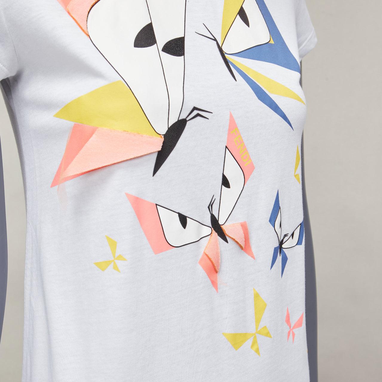 Fendi KIDS Mostro arrabbiato Farfalla applique bianco manica lunga tshirt 12Y XS in vendita 2