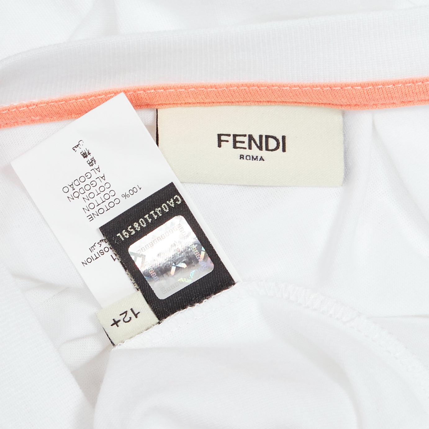 Fendi KIDS Mostro arrabbiato Farfalla applique bianco manica lunga tshirt 12Y XS in vendita 4
