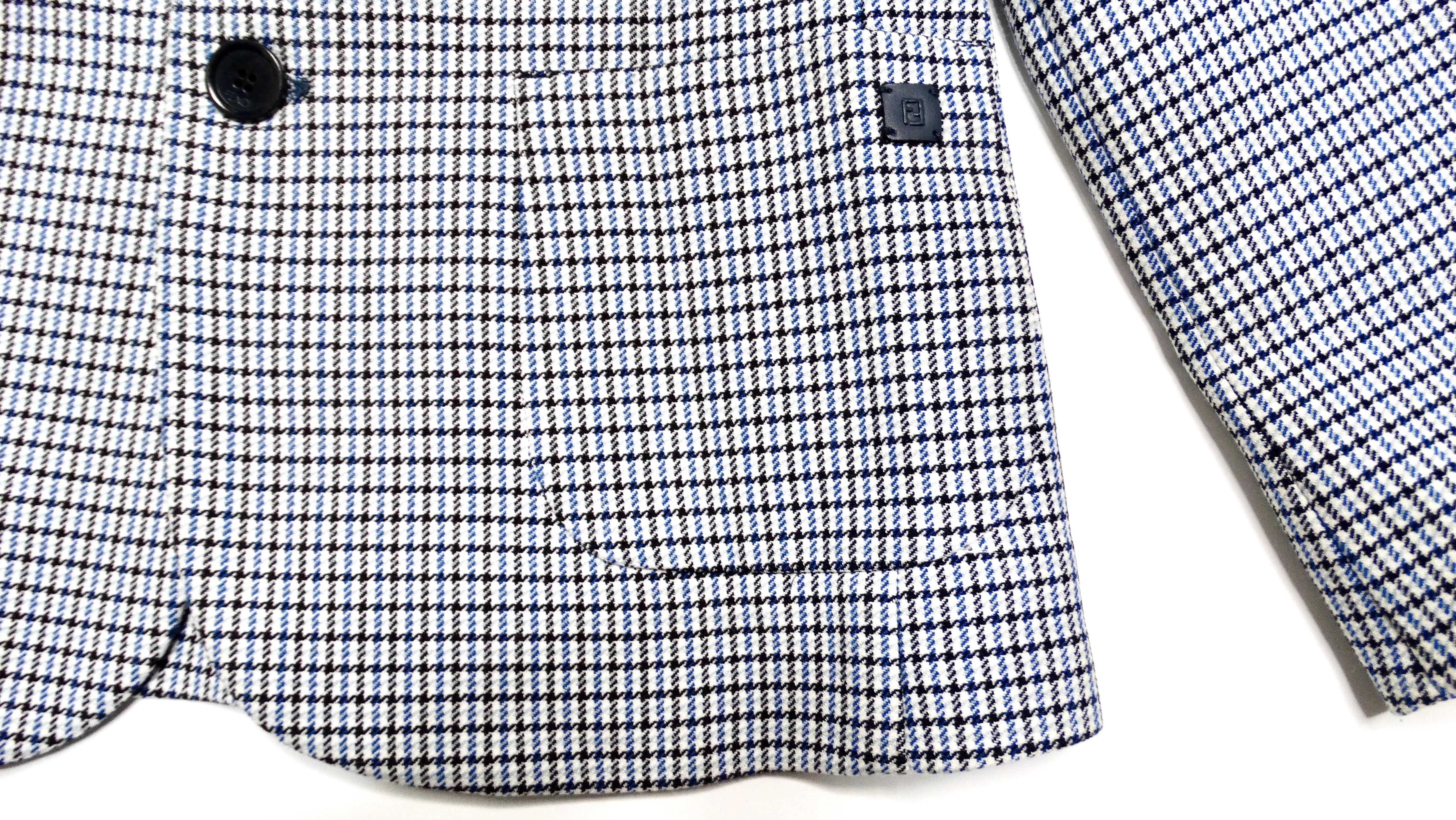 Fendi Kids Houndstooth Blue & Black Blazer In Fair Condition For Sale In Scottsdale, AZ