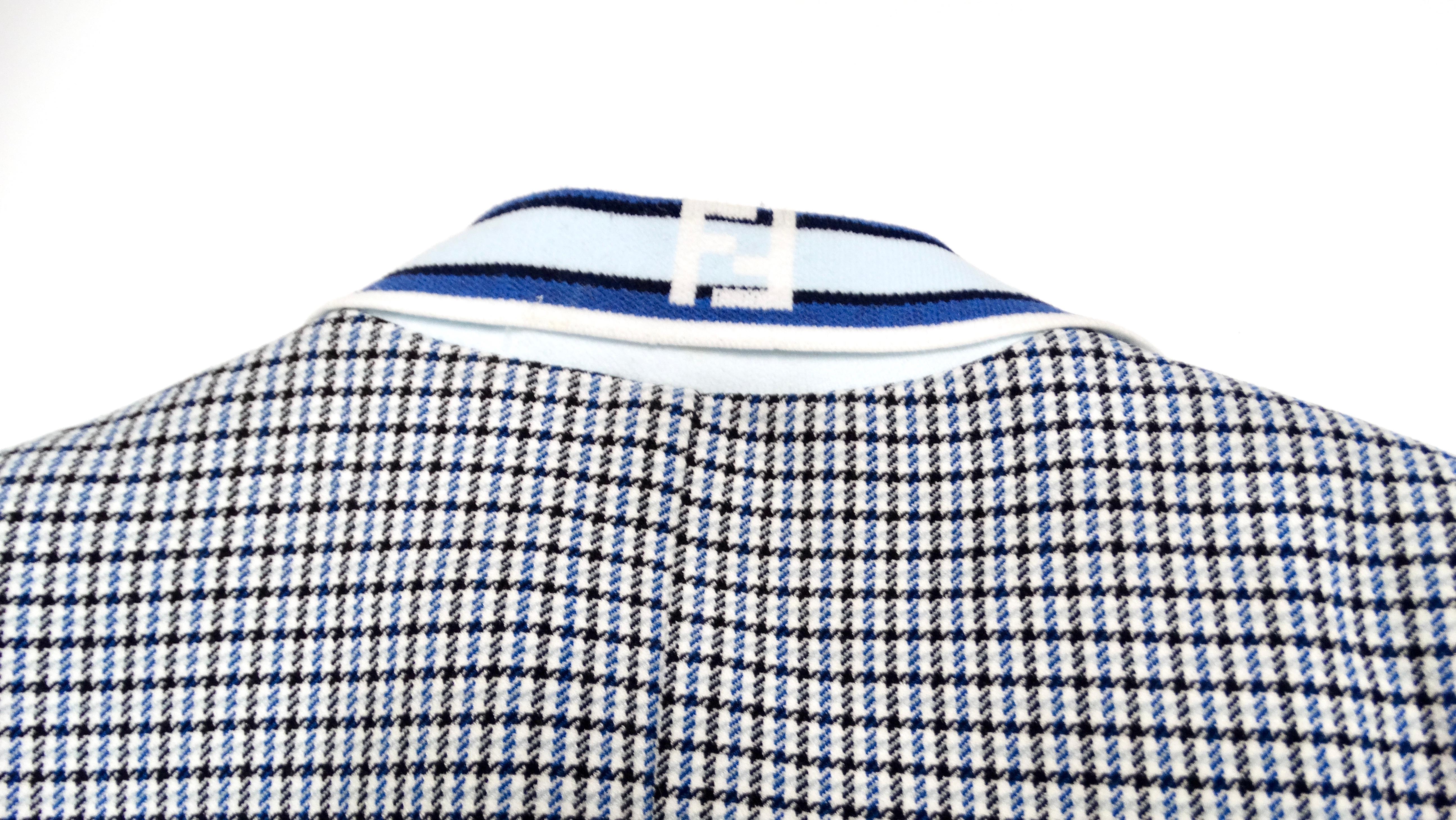Fendi Kids Houndstooth Blue & Black Blazer For Sale 1