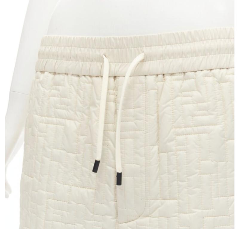 Beige FENDI KIM JONES 2021 Runway FF Zucca monogram padded nylon shorts IT50 L in vendita