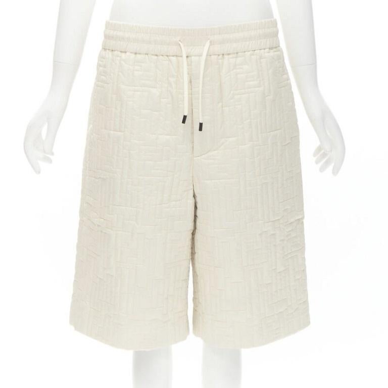 FENDI KIM JONES 2021 Runway FF Zucca monogram padded nylon shorts IT50 L In condizioni ottime in vendita a Hong Kong, NT