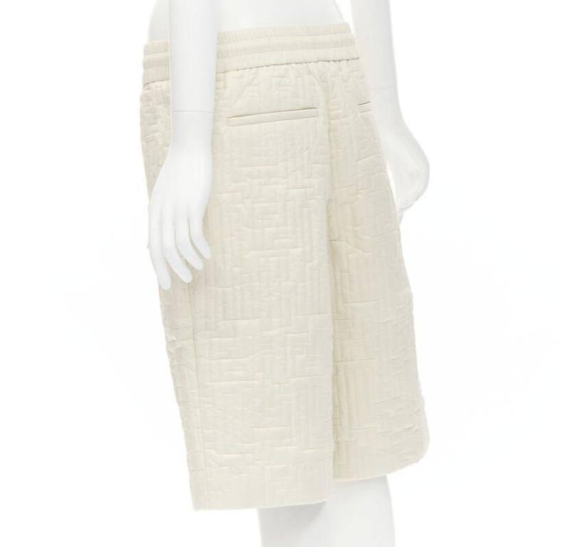 FENDI KIM JONES 2021 Runway FF Zucca monogram padded nylon shorts IT50 L in vendita 2
