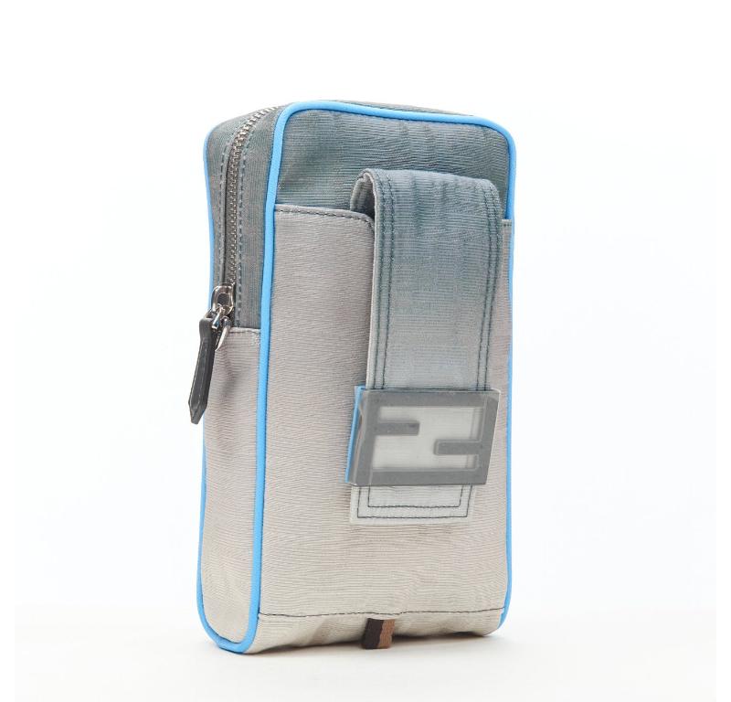 FENDI KIM JONES 2022 grey gradient FF Zucca Vertical Baguette crossbody bag In Excellent Condition In Hong Kong, NT