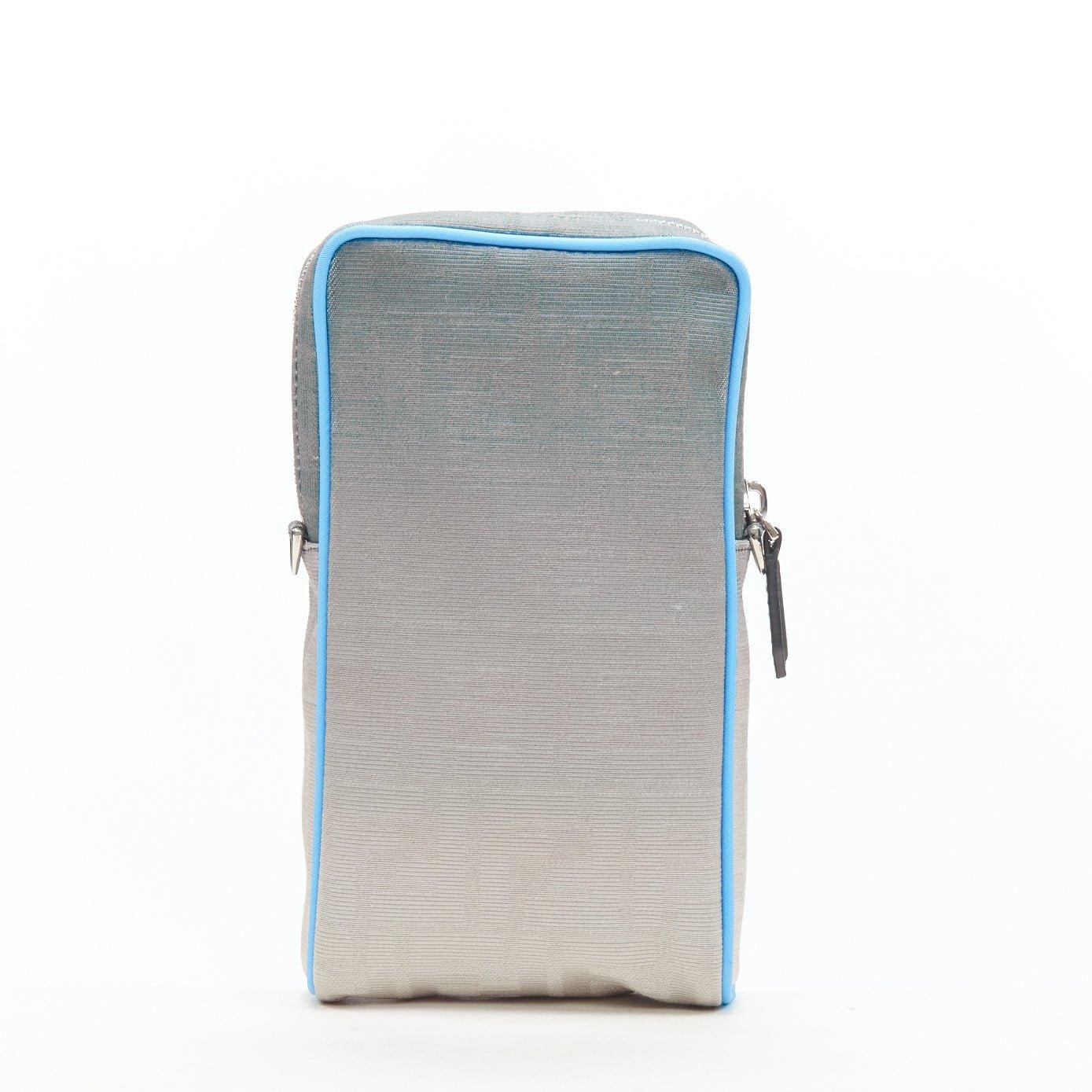 Men's FENDI KIM JONES 2022 grey gradient FF Zucca Vertical Baguette crossbody bag For Sale