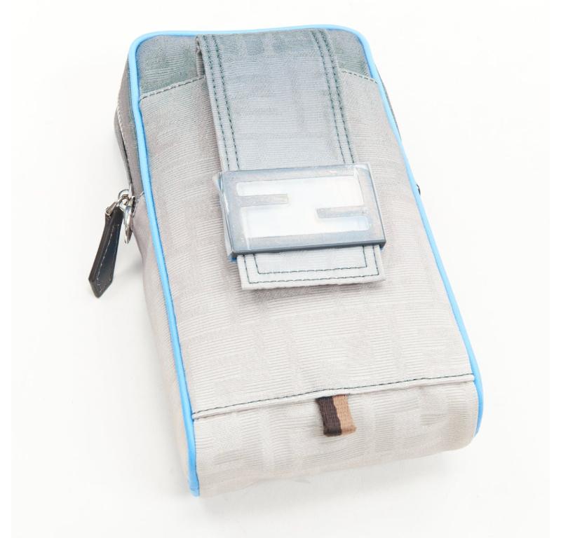 FENDI KIM JONES 2022 grey gradient FF Zucca Vertical Baguette crossbody bag 3