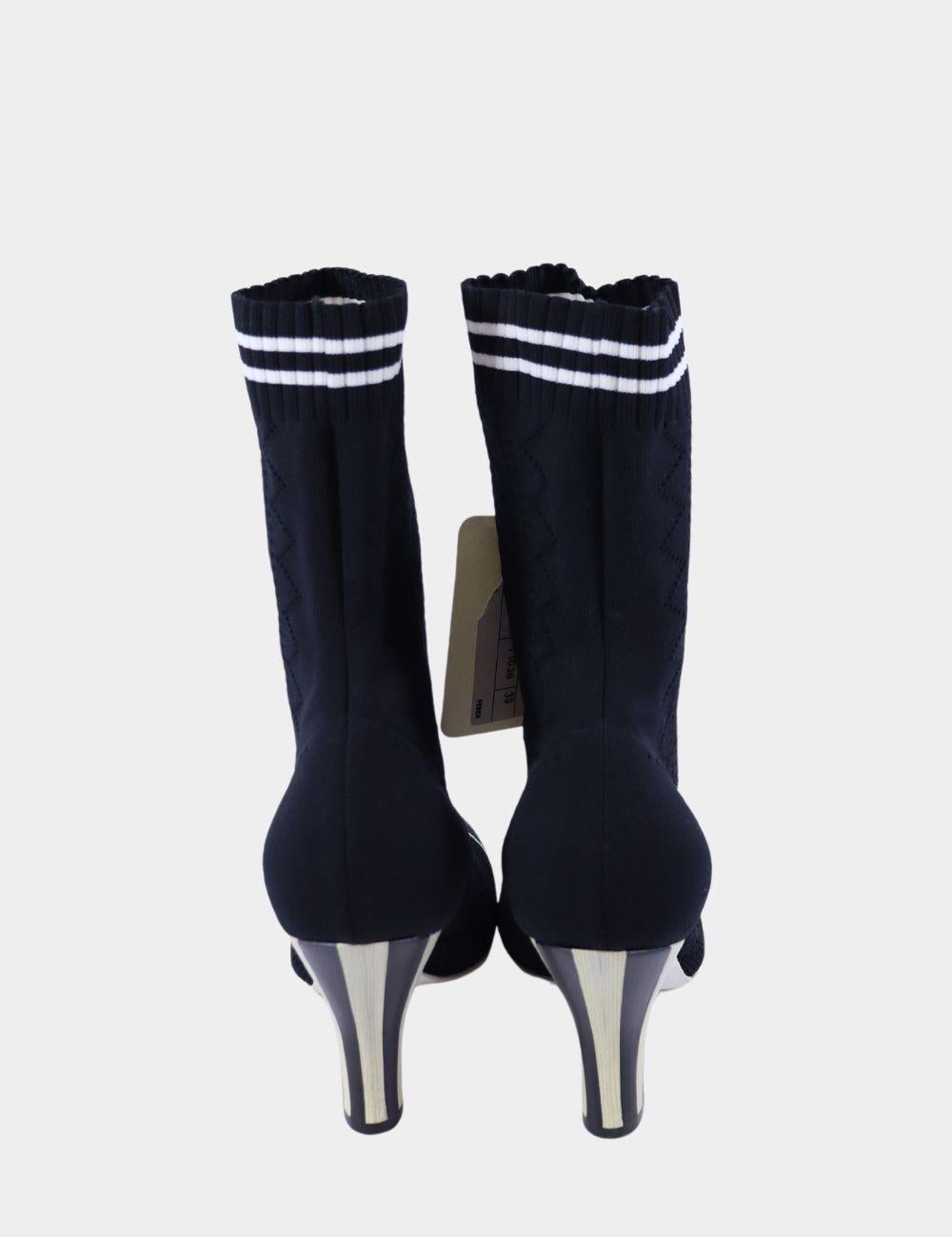 Botines calados Fendi Knit Rockoko Runway Talla EU 39 Negro en venta