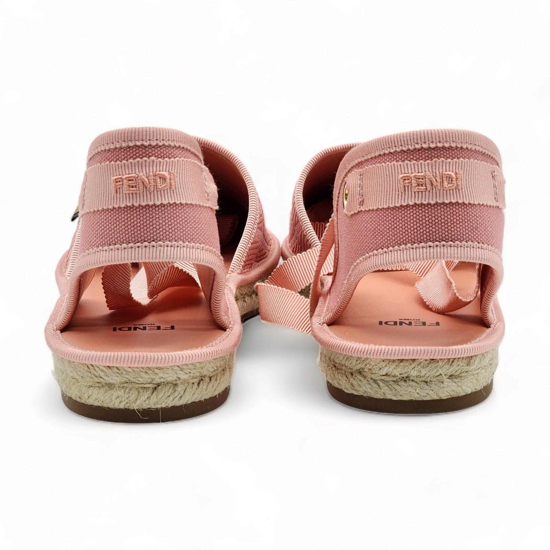 Sandalias alpargatas de lona con cordones Fendi Marrón en venta