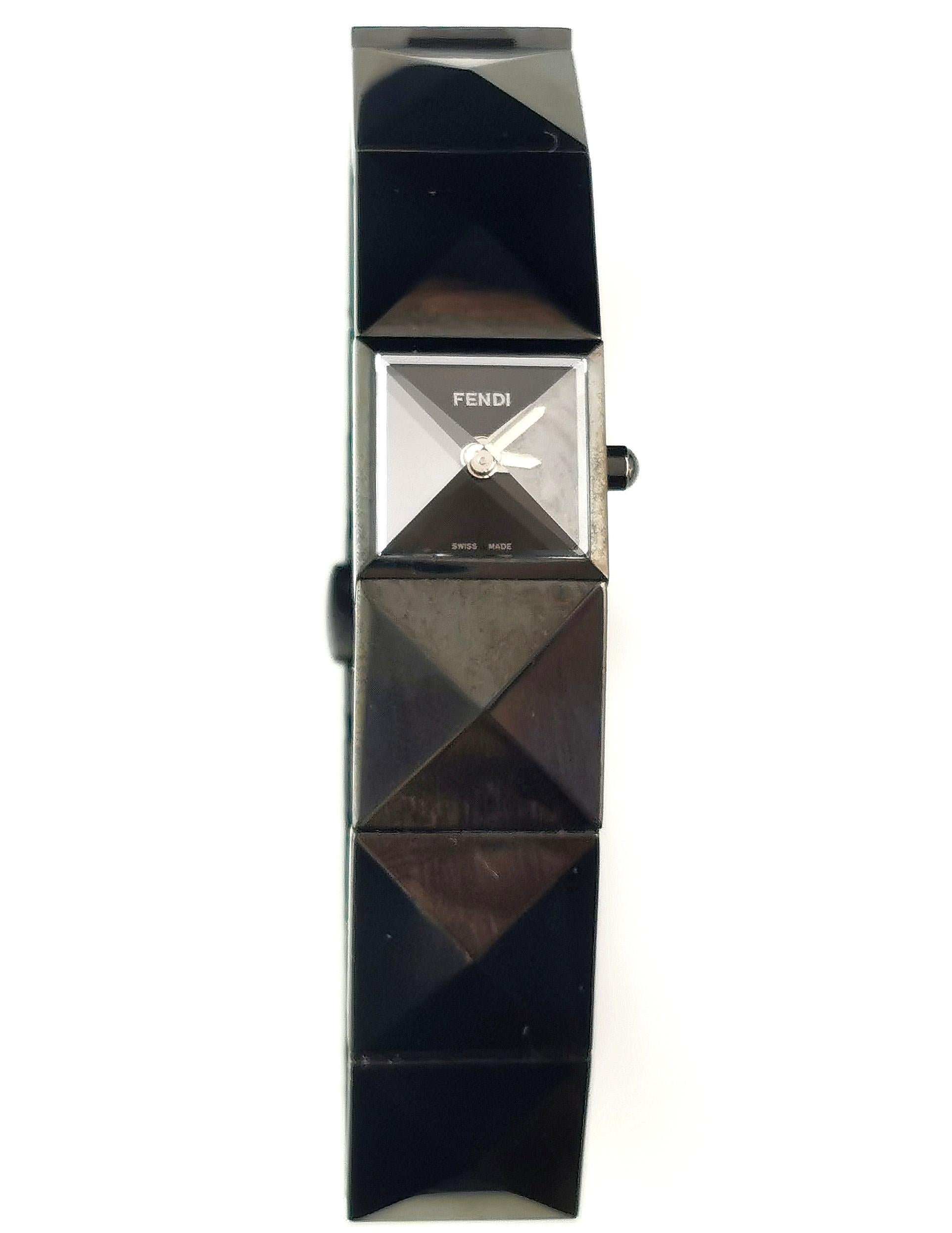 Fendi ladies 4270 l black steel wristwatch  For Sale 5