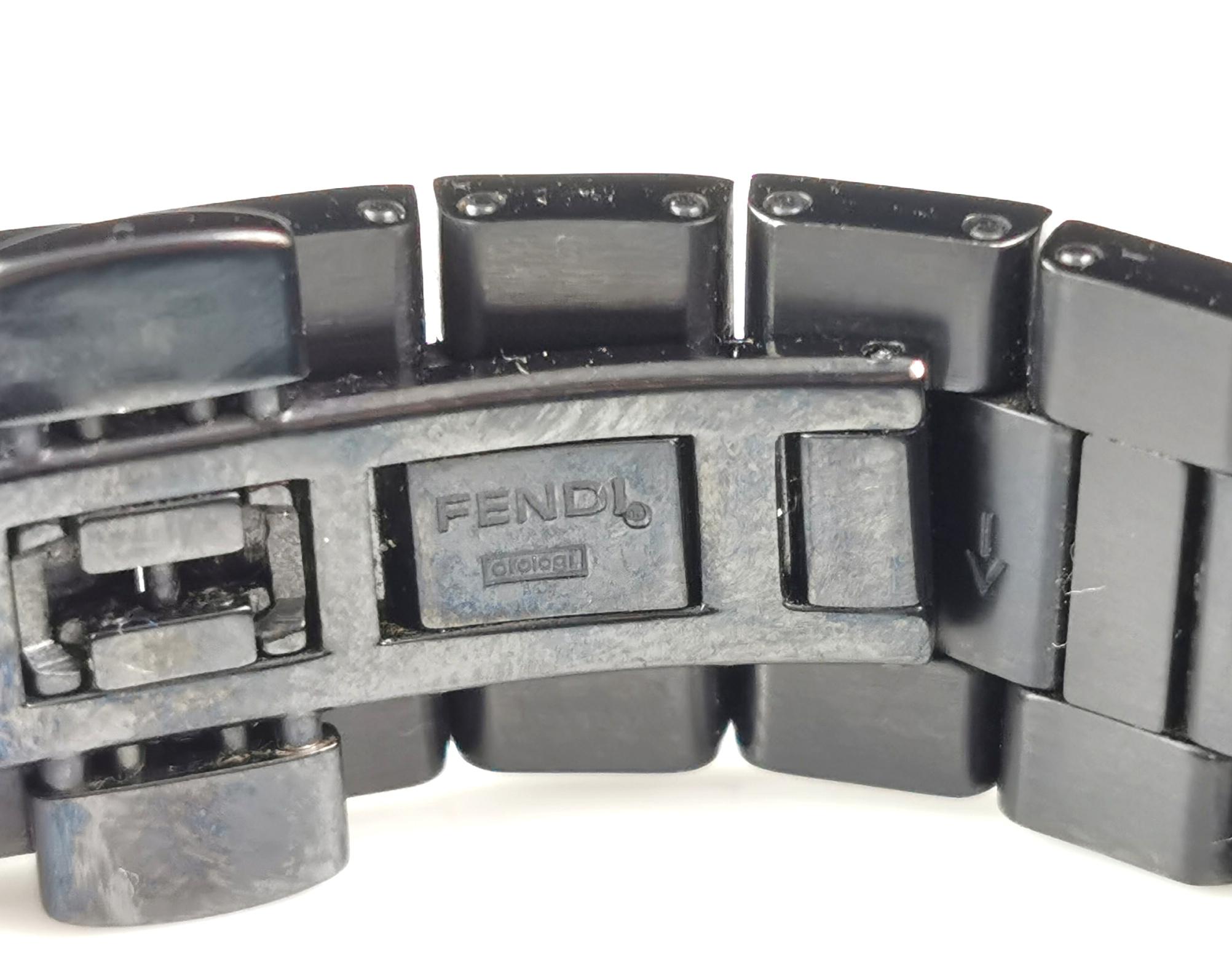 Modern Fendi ladies 4270 l black steel wristwatch  For Sale
