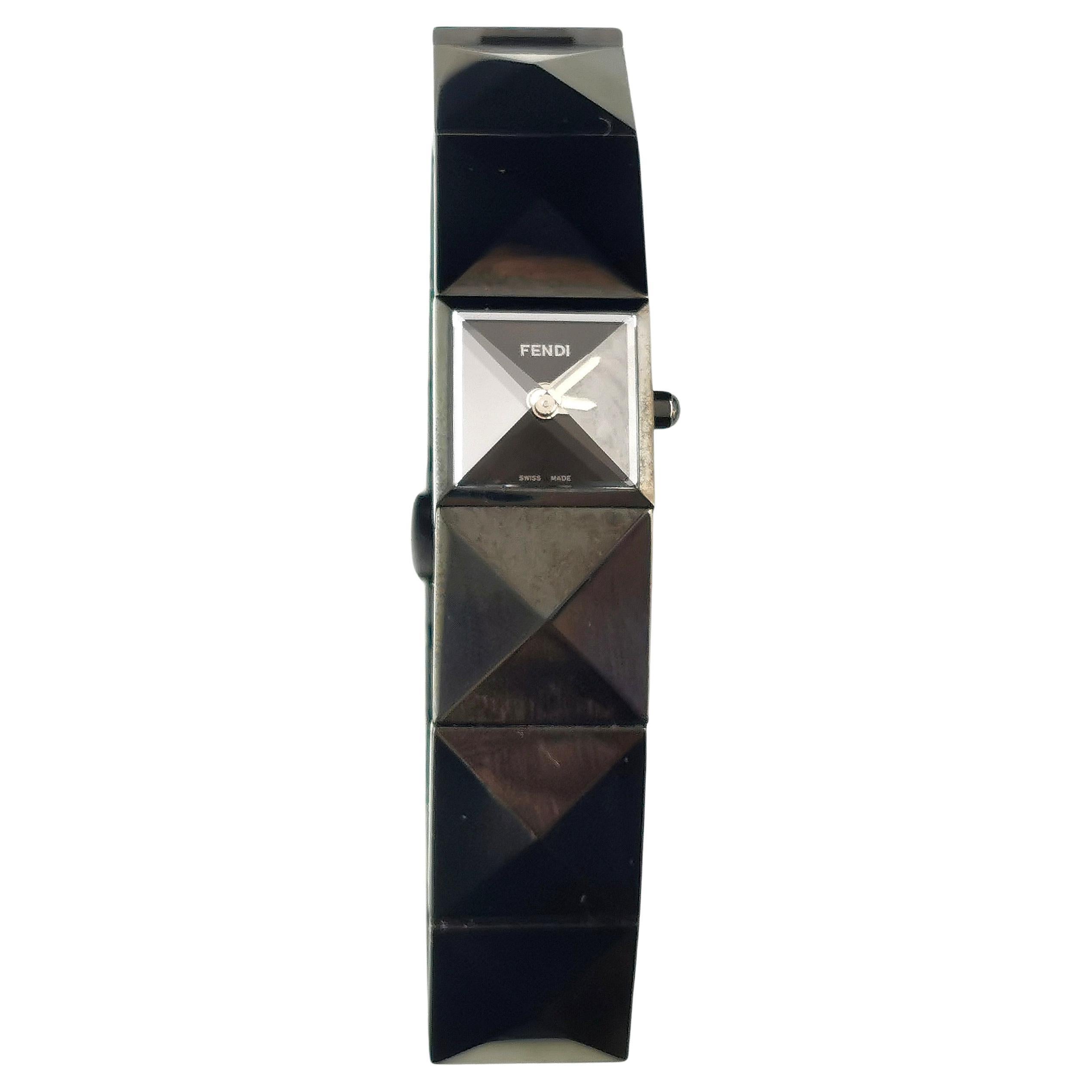 Fendi ladies 4270 l black steel wristwatch  For Sale