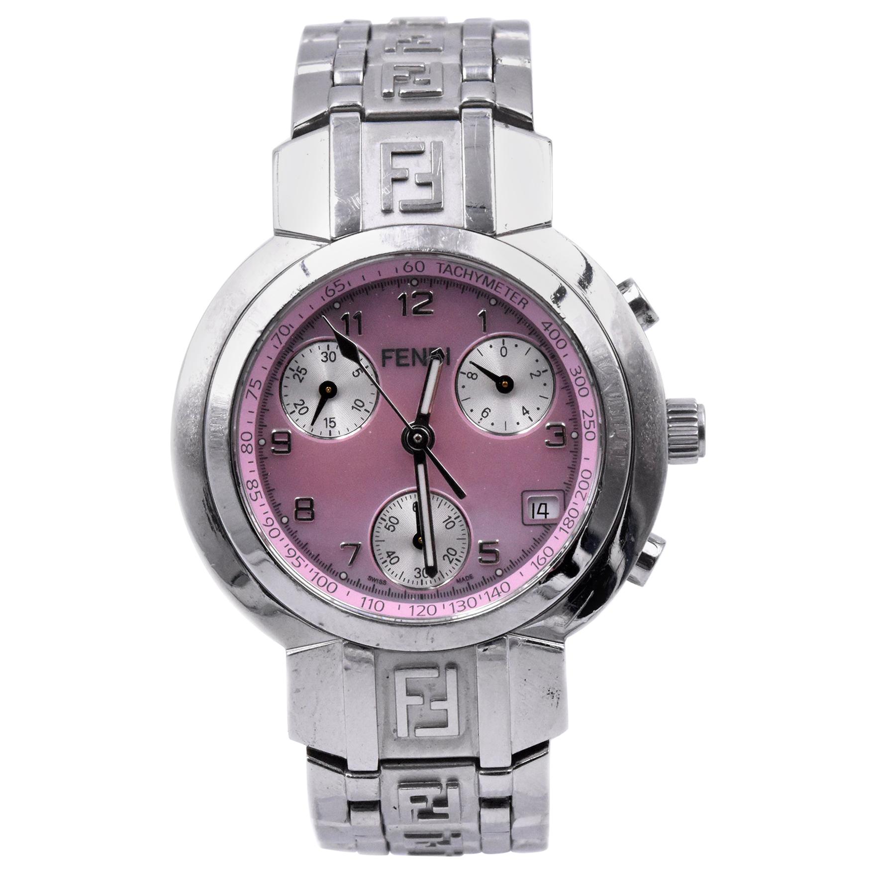 Fendi Ladies Stainless Steel Pink Dial Watch