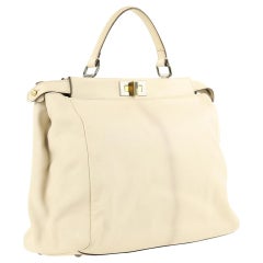 Fendi Large Peekaboo Cream White Leather Satchel