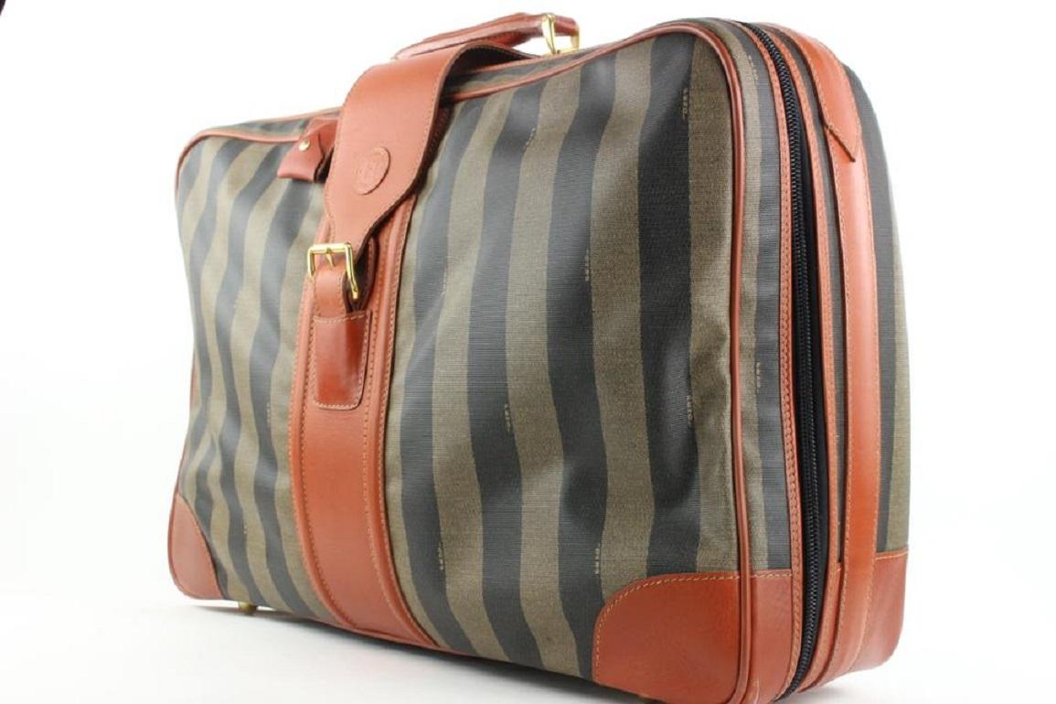 Brown Fendi Large Pequin Stripe Suitcase Luggage Bag 119ff23