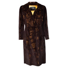 Fendi, Lasercut mink and leather coat in brown
