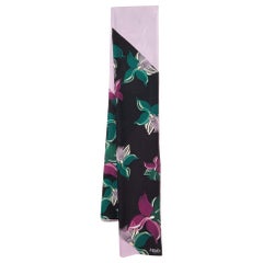 Fendi Lavender/Black Floral Print Silk Stole