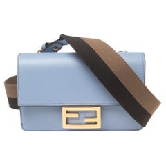 Used Fendi Lavender Leather Flat Baguette Shoulder Bag