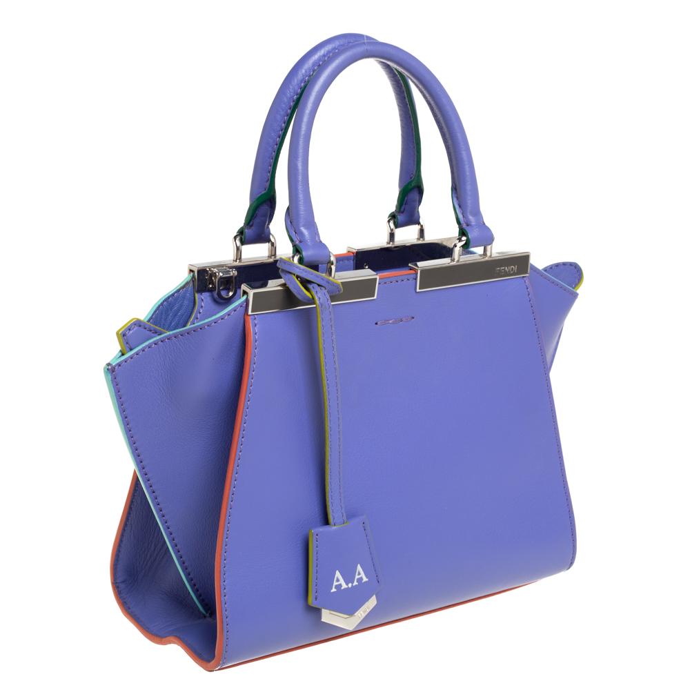Fendi Mini 3Jours Tragetasche aus lavendelfarbenem Leder im Zustand „Gut“ in Dubai, Al Qouz 2