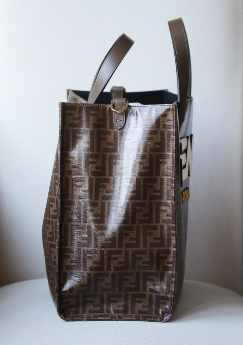 Women's or Men's Fendi Leather Appliquéd Coated Canvas Tote Bag
