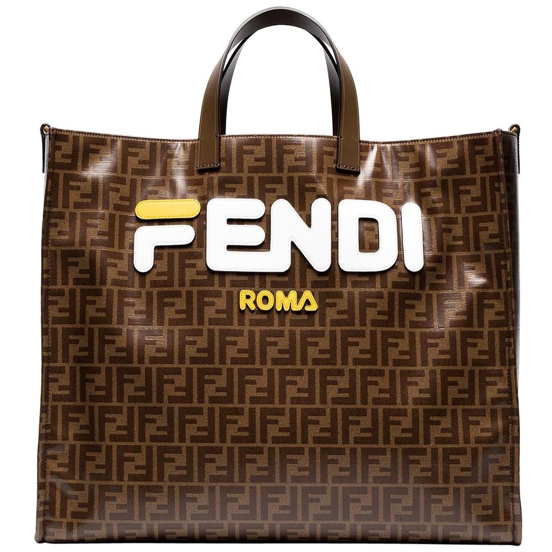 Fendi Leather Appliquéd Coated Canvas Tote Bag