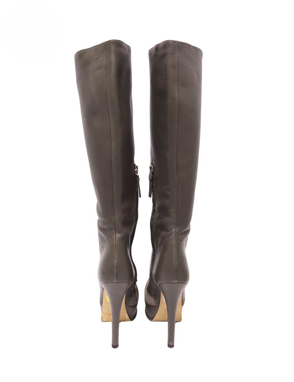 Fendi Leather Knee Length Boots Size EU 36 For Sale 8